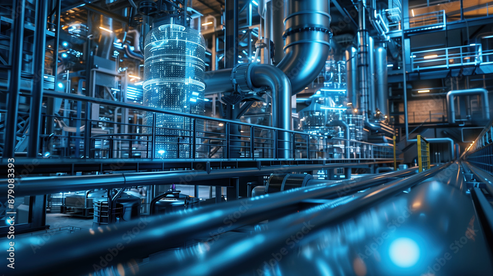 Holographic Palladium Refinery in Sci-Fi Setting with Futuristic Equipment Holographic Palladium Refinery in Sci-Fi Setting with Futuristic Equipment