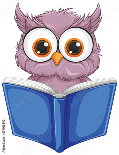An owl with a blue book