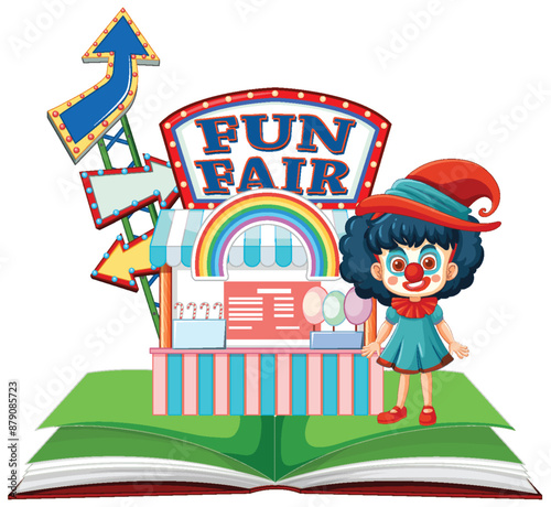 Clown standing near a fun fair booth