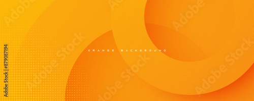 Orange circular shape abstract background dynamic lines design vector