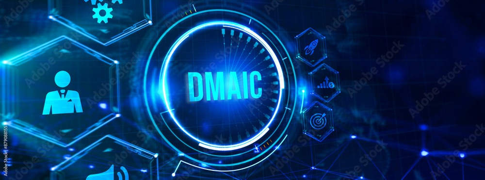 DMAIC, Six Sigma. Define, Measure, Analyse, Improve, Control. Standard quality control and lean manufacturing concept. 3d illustration DMAIC, Six Sigma. Define, Measure, Analyse, Improve, Control. Standard quality control and lean manufacturing concept. 3d illustration