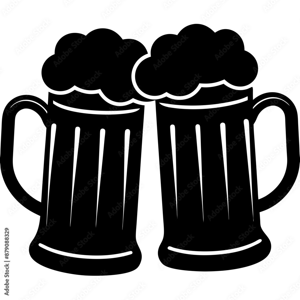 Beer mug silhouette, Two clinking beer mugs icon vector illustration
Beer mug silhouette, Two clinking beer mugs icon vector illustration