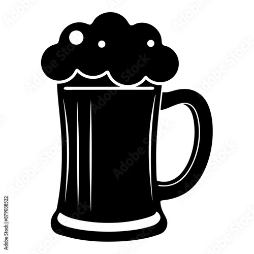 Beer mug silhouette, Two clinking beer mugs icon vector illustration

