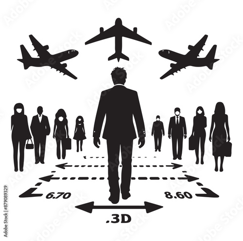 Social distance silhouette Simple icon representing social distance vector silhouette