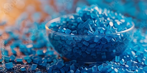 Macro Shot of Plastic Pellets for Petroleum-Based Products. Concept Plastic Pellets, Macro Photography, Petroleum Industry, Industrial Materials, Close-up Shots photo
