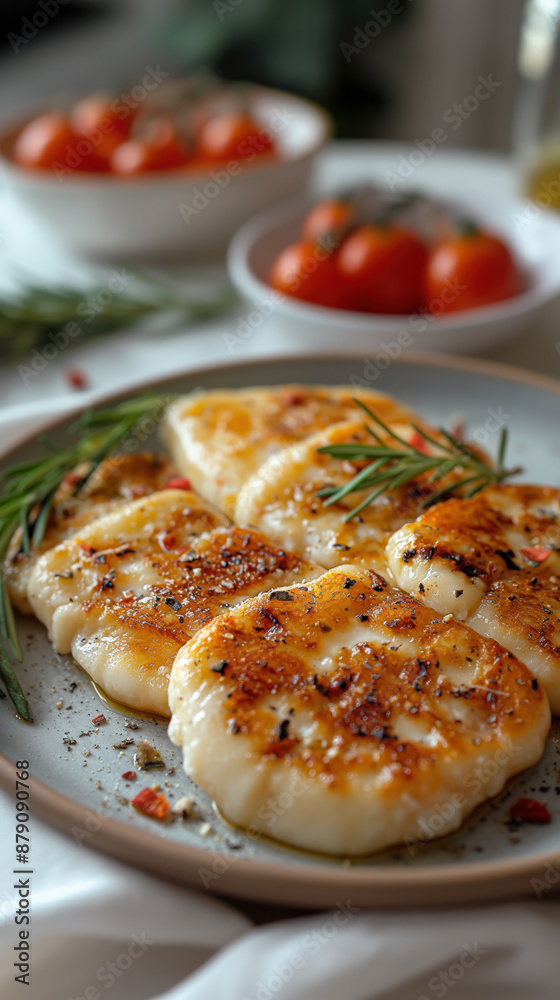 Teller mit gegrilltem Halloumi Teller mit gegrilltem Halloumi