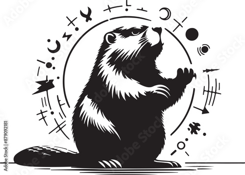 Beaver design silhouette vector art work EPS file, Generator AI photo