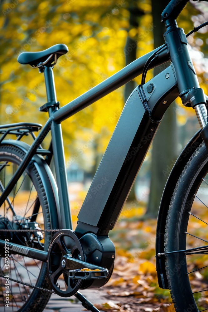 Obraz premium Close up of a modern minimalist contemporary electric bike frame Generative Ai