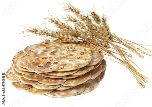 Whole wheat flatbread perfect for healthy meals. Isolated on transparent background