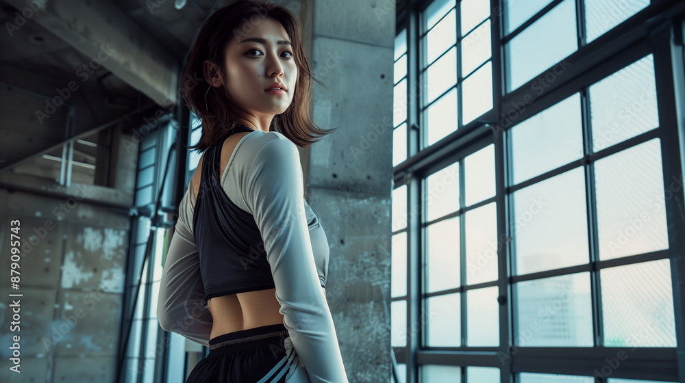 トレーニングする女性 トレーニングする女性