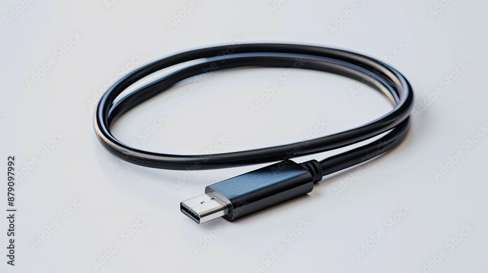 Phone USB connector on white background, isolated USB Type A to C cable for data transfer Phone USB connector on white background, isolated USB Type A to C cable for data transfer