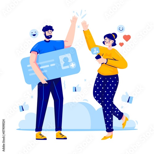 Add new friend concept for social network vector illustration