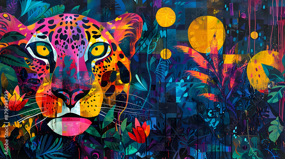Abstract Illustration of a Leopard in a Jungle Abstract Illustration of a Leopard in a Jungle