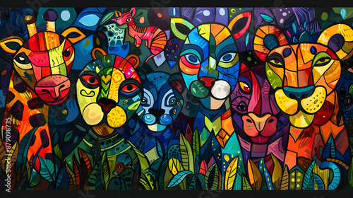 Wallpaper Mural Colorful Animal Illustration Torontodigital.ca