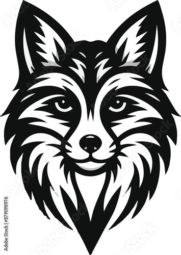 Fox head silhouette vector style illustrations. Generative AI