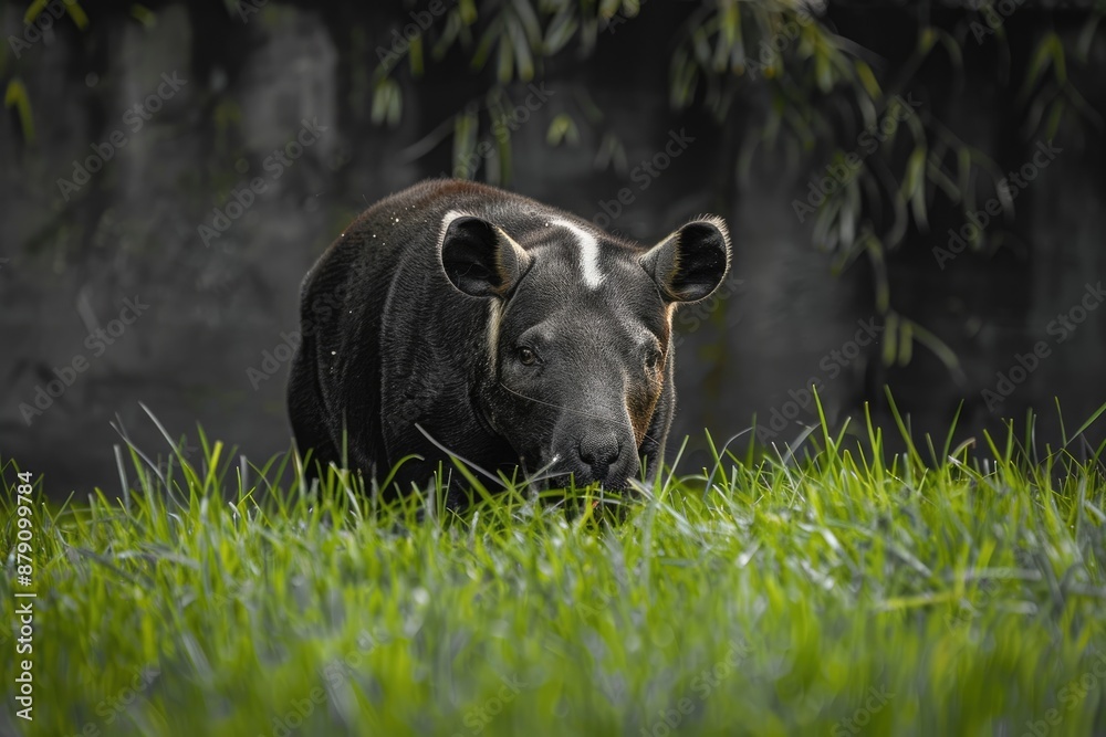 A Curious Tapir Peeking Through the Grass A Curious Tapir Peeking Through the Grass