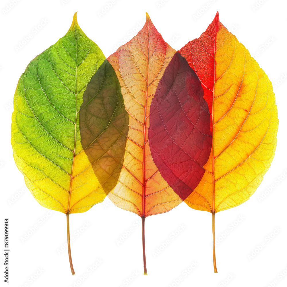 Fototapeta premium Gradient Leaves on Transparent Background
