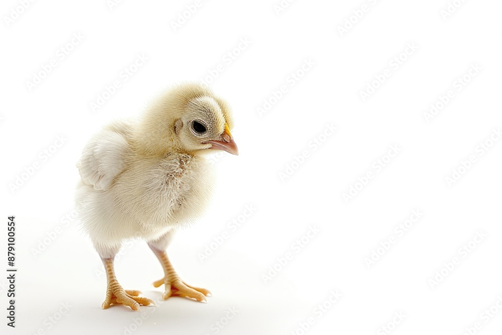 Fototapeta premium A Tiny Yellow Chickling on a White Background