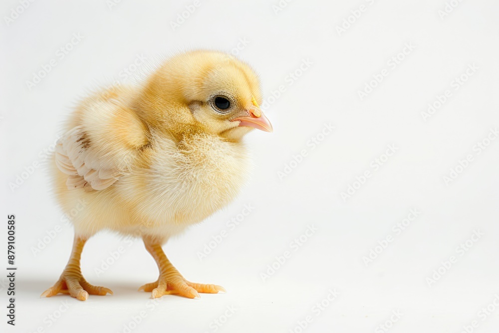 A Small Yellow Chick Standing on a White Background A Small Yellow Chick Standing on a White Background