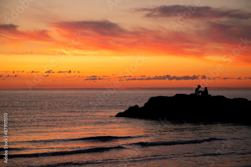 Scenic coastal sunset with colorful sky reflection