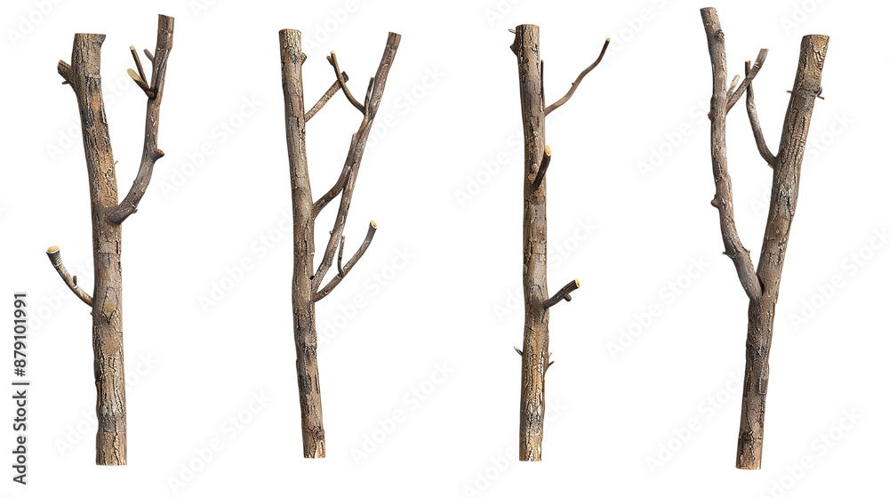 Fototapeta premium Pack of Realistic tree branches for nature-themed decoration and crafts Isolated on transparent background.
