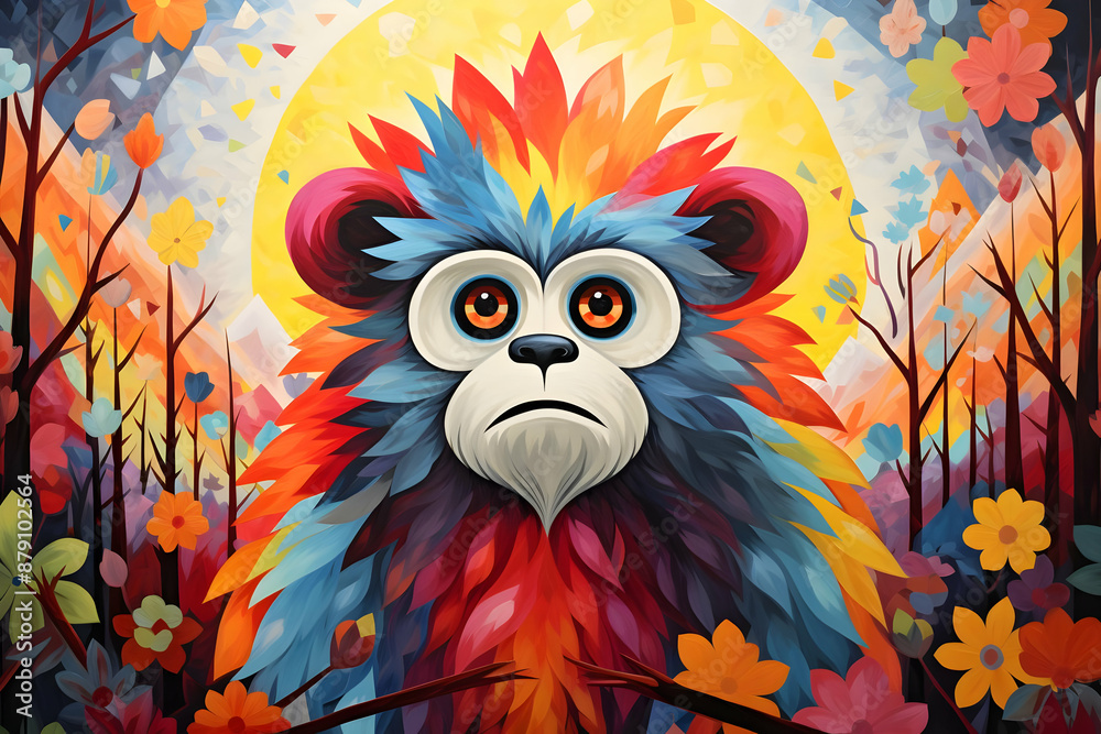Obraz premium Colorful Furry Creature Illustration
