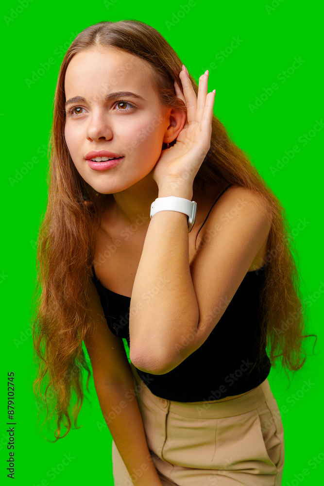 Woman Posing With Hand on Head Don't Hear Woman Posing With Hand on Head Don't Hear