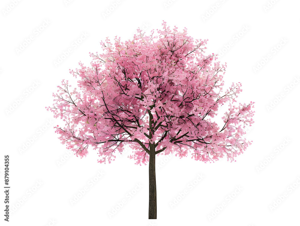Obraz premium pink tree isolated on white background,generative ai