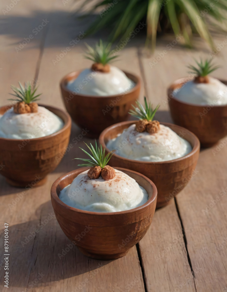 Ice cream on a beach and palm tree background. Ice cream on a beach and palm tree background.