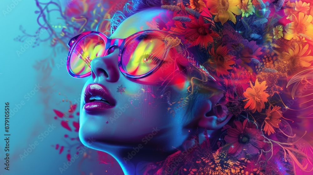 Vibrant and colorful render of a babe girl in abstract form AI generated illustration Vibrant and colorful render of a babe girl in abstract form AI generated illustration