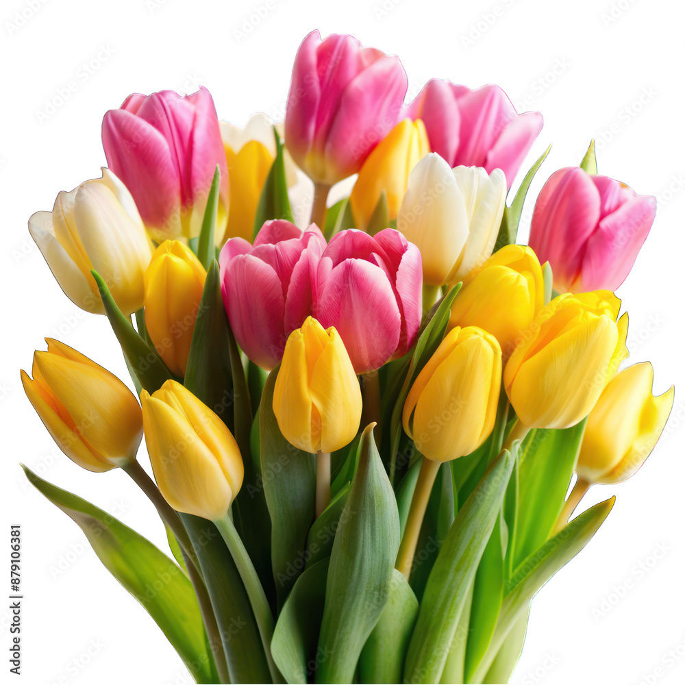 Yellow and pink tulip isolated on transparent background Yellow and pink tulip isolated on transparent background