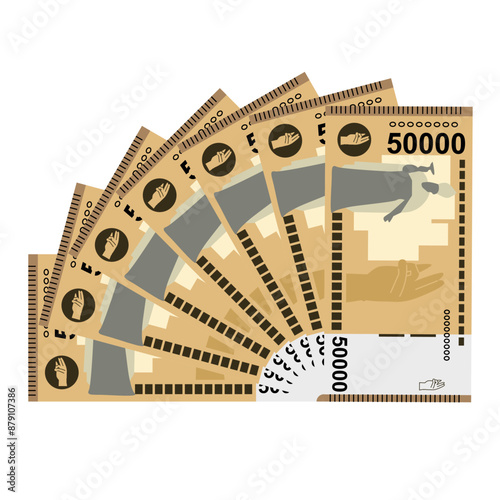 Armenian Dram Vector Illustration. Armenia, Artsakh money set bundle banknotes. Paper money 50000 AMD. Flat style. Isolated on white background. Simple minimal design.