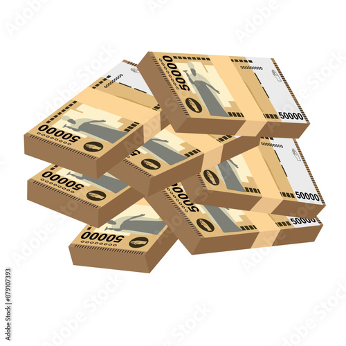 Armenian Dram Vector Illustration. Armenia, Artsakh money set bundle banknotes. Paper money 50000 AMD. Flat style. Isolated on white background. Simple minimal design.