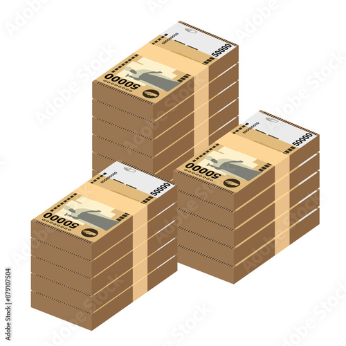 Armenian Dram Vector Illustration. Armenia, Artsakh money set bundle banknotes. Paper money 50000 AMD. Flat style. Isolated on white background. Simple minimal design.