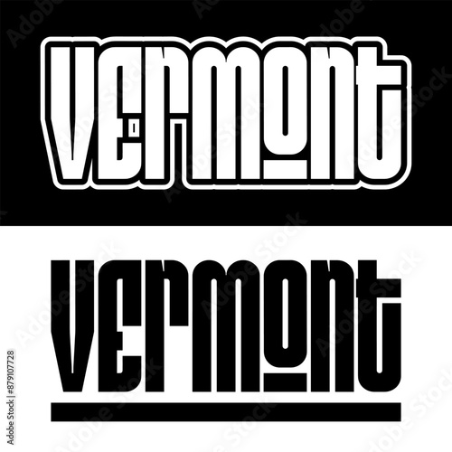 Vermont text effect vector. Black and white text effect vector. 