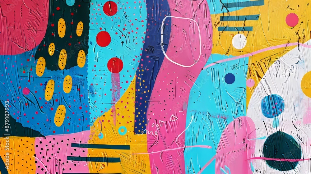 Obraz premium Whimsical baby art in a vibrant Memphis style AI generated illustration