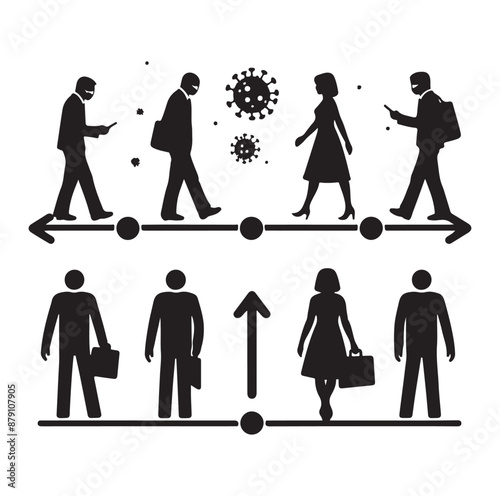Social distance silhouette Simple icon representing social distance vector silhouette