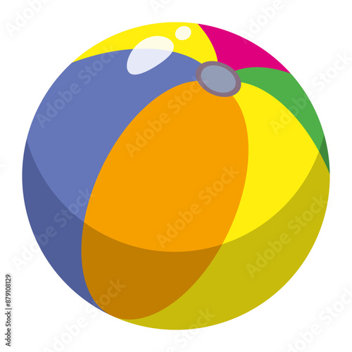 Beach ball color icon. Inflatable swimming pool ball