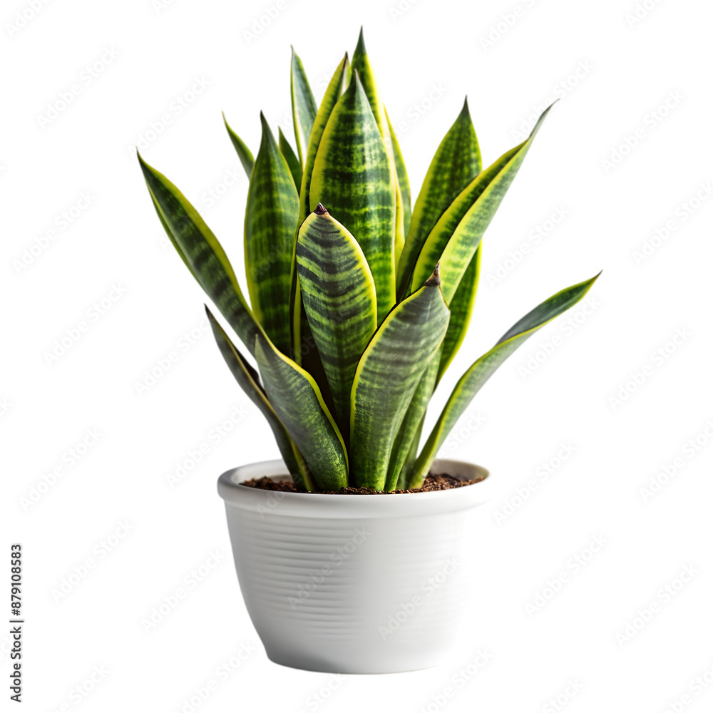 Snake plant on white pot Isolated on white background Snake plant on white pot Isolated on white background