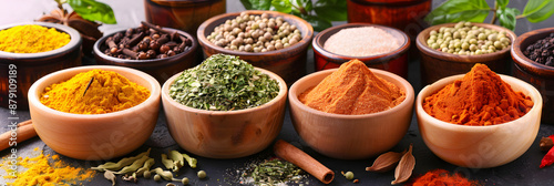 Wide variety spices and herbs 