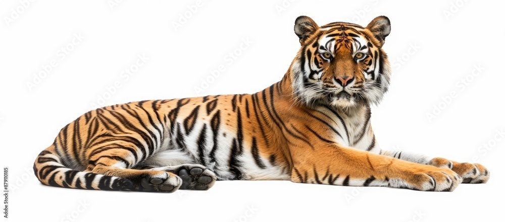 Obraz premium Majestic Bengal Tiger Lying Down with Intense Gaze