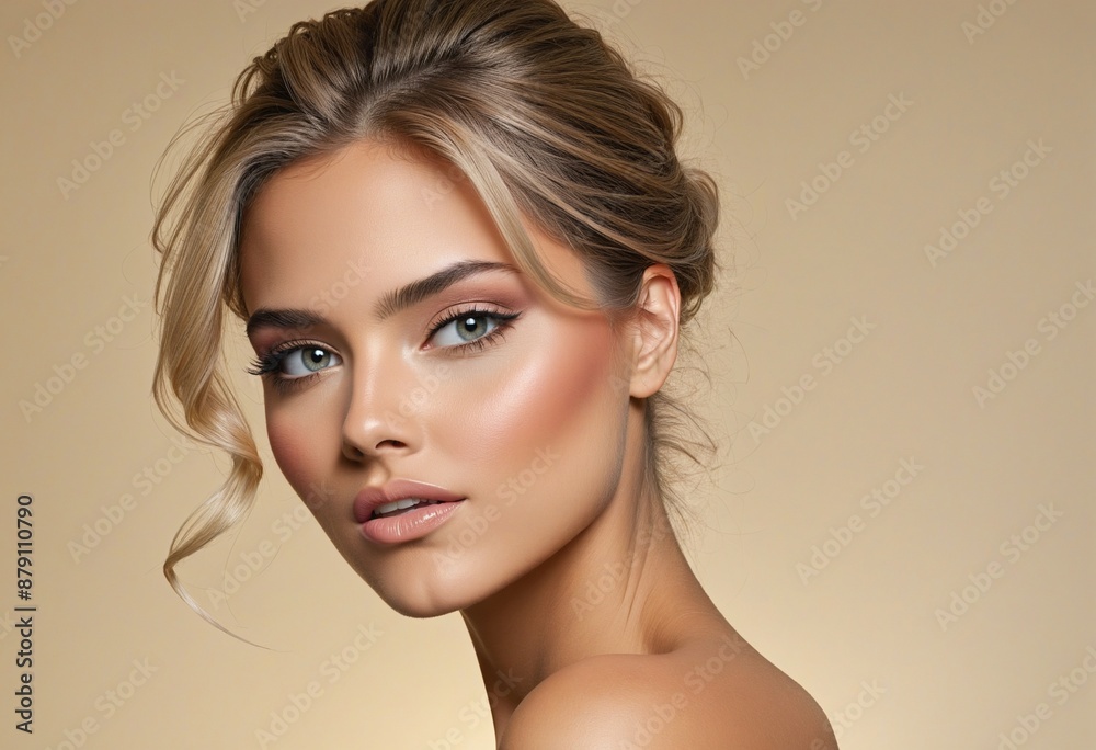 pretty young blond female with make up, portrait pretty young blond female with make up, portrait