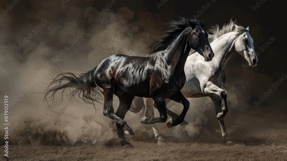 Two Horses Running in a Dust Cloud Two Horses Running in a Dust Cloud