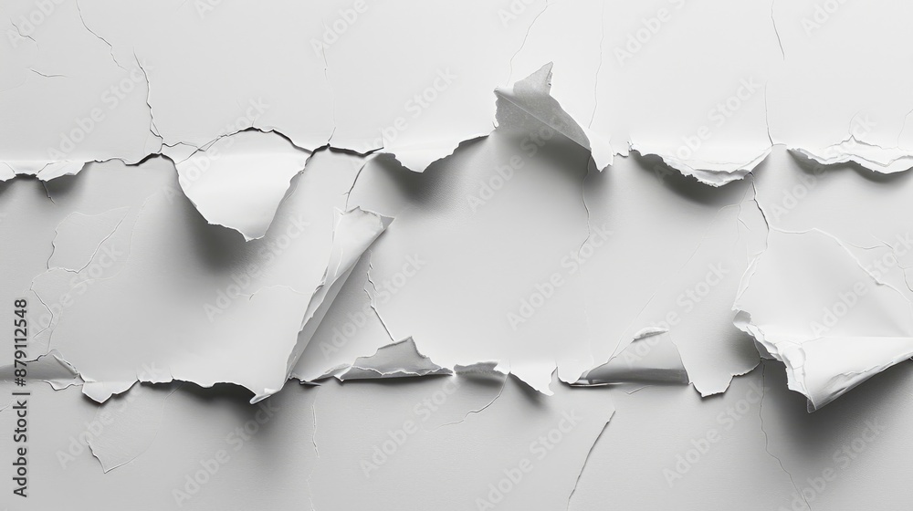 Paper tearing on white background with space for text Paper tearing on white background with space for text