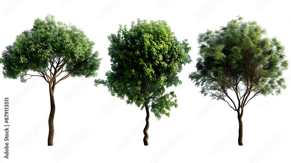 set of trees isolated on white background,generative ai set of trees isolated on white background,generative ai