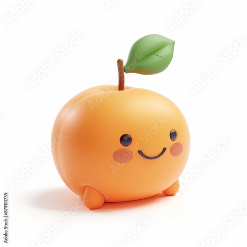 Tiny cute isometric apricot emoji on white background