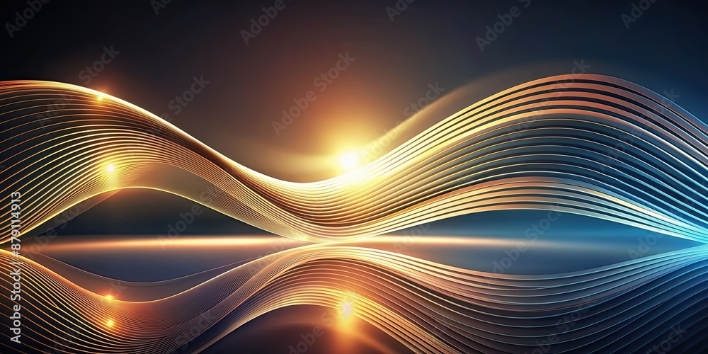 Obraz premium An abstract background featuring a dynamic composition of lines and waves with interplay of shadows and lights, abstract