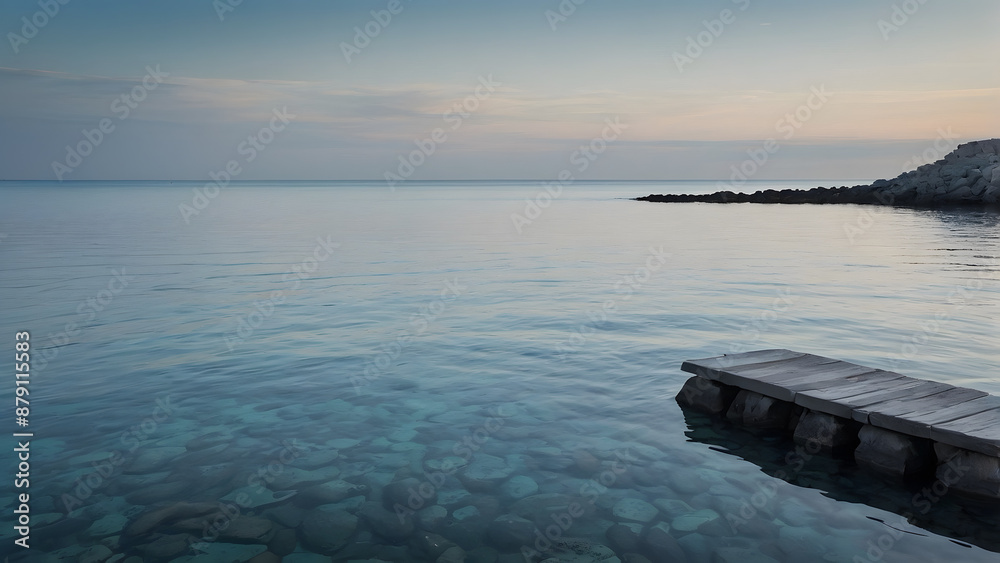Minimalist landscape of a calm sea Minimalist landscape of a calm sea