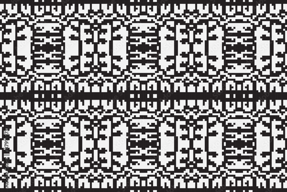 Pixel monochrome seamless. pixel patterns in Aztec geometric tribal style. Vector illustration. Ethnic abstract ikat art. Aztec ornament print. geometric Pixel monochrome seamless. pixel patterns in Aztec geometric tribal style. Vector illustration. Ethnic abstract ikat art. Aztec ornament print. geometric