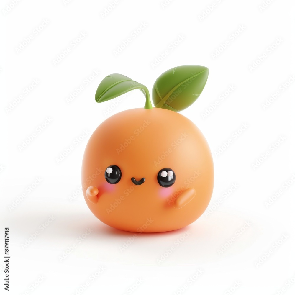 Tiny cute isometric tangerine emoji on white background Tiny cute isometric tangerine emoji on white background